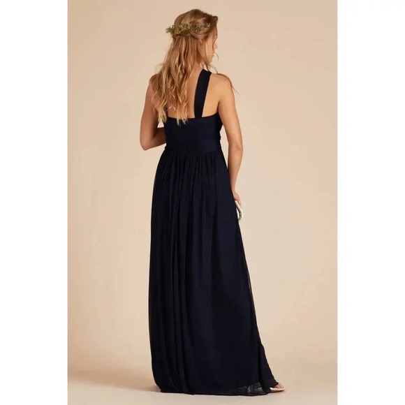 NWT Birdy Grey Kiko Maxi Dress Grecian Halter Soft Ruched Mesh Navy Curve 3X - Picture 5 of 7